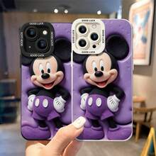 Disney Mickey Mouse Phone Case, Purple Starry Protective Cover. Compatible With IPhone 17, 16, 15, 14, 13, 12, 11 Pro Series And Galaxy S22, S23, S24, S25 Models, Featuring Mickey In Plush Texture Against A Glossy Purple Background With Stars, Perfect For Bold Disney Fans, Ideal For Birthdays, Holidays, Anniversaries, Graduation Gifts, Or Any Special Occasion To Surprise Family, Friends, Classmates, And Loved Ones. - màu đen - Xem 4