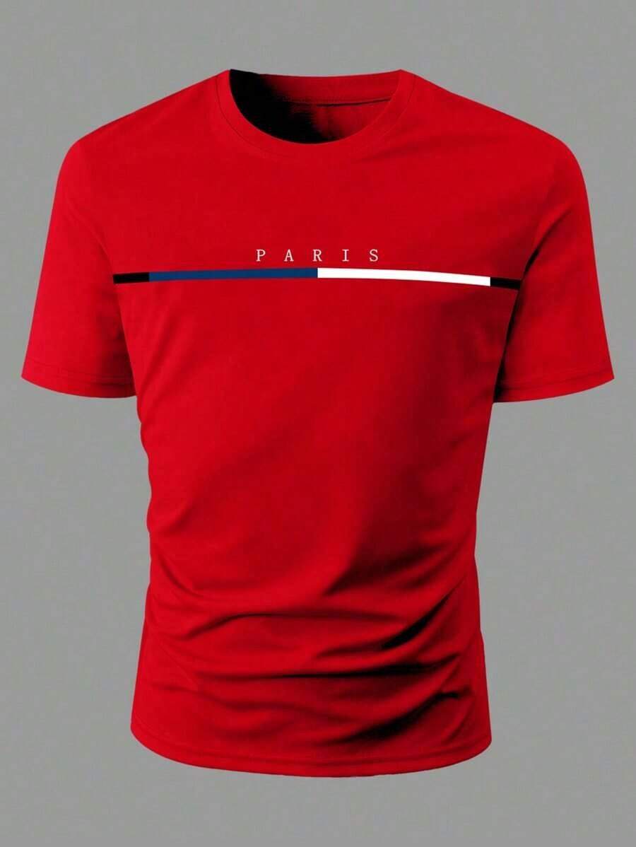 Manfinity Homme Men's Letter Print T-Shirt - Red - View 1