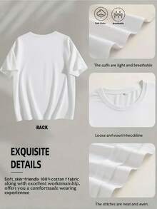 New Women's Fashion T-Shirt, With Graffiti Style Dice Print And California Lettering, Round Neck, Plus Size, Pure Cotton For Summer, Loose And Flattering, Local Delivery, Fashionable Casual Top, Casual Style, Round Neck, Slightly Stretchy. - 白色 - 查看 5
