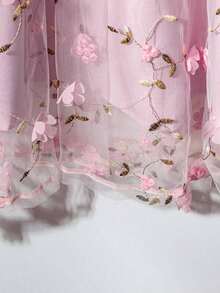 Flora Isola Flora Isola Falda A-Line elegante de mujer con bordado de flores 3D en malla para primavera/verano - Rosa - Ver 3