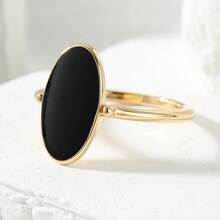 Minimalist Luxury Oval Ring, Personalized For Daily Commute And Party Wear - Black - View 3