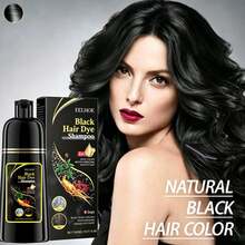 500ml Black Hair Dye Shampoo 3-In-1 - Ammonia-Free Natural Herbal Formula With Polygonum Multiflorum & Ginger, Moisturizing & Long-Lasting (30 Days) - Unisex 16.90oz, Instant Dissolve For Christmas/New Year Gifts - 黑色 - 查看 3