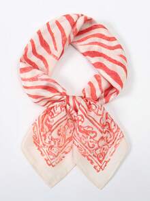 1pc Bandana Scarf With Zebra Print, Silky Fabric Neckerchief Headband, Fashion Accessory For Women, Suitable For Daily Use,Accessories,Beach Towel - Multicolor - View 3