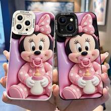 Disney Minnie Mouse Phone Case, Baby Minnie Protective Cover. Compatible With IPhone 17, 16, 15, 14, 13, 12, 11 Pro Series And Galaxy S22, S23, S24, S25 Models, Featuring Plush-Style Baby Minnie Mouse With A Pacifier, Wearing A Pink Polka-Dot Outfit, Set Against A Pink Puffy Background, Perfect For Cute Disney Fans, Ideal For Birthdays, Holidays, Anniversaries, Graduation Gifts, Or Any Special Occasion To Surprise Family, Friends, Classmates, And Loved Ones. - màu đen - Xem 3