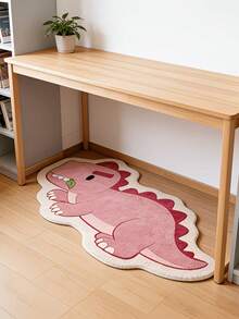 1pc Adorable Pink Dopamine Dinosaur Rug, Asymmetrical Dinosaur Decor Floor Mat, Suitable For Decorative Carpet, Bedroom Decor, Small Rug, Carpet, Home Decor, Living Room Carpet, Living Room Small Rug, Bedroom Rug, Living Room Home Decor, Outdoor Rug, Washable Carpet - Pink - View 4