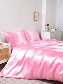 Bộ chăn ga gối cao cấp màu hồng đậm, chất liệu satin mềm mại, thoáng khí, không nhăn, giúp ngủ ngon hơn, phong cách khách sạn sang trọng, quà tặng cho bố mẹ và bạn bè, gồm 1 vỏ chăn/vỏ gối và 1/2 chiếc. - Hồng - Xem 2