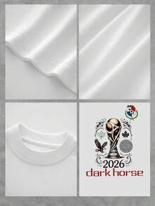 Motivational Trophy Symbol Featuring An Eagle In Flight And Leaves Representing Strength And Hope For 2026, Inspired By The Passion Of Football And The Winning Spirit. Women's T-Shirt, 100% Cotton, Casual And Comfortable For Everyday Wear And Sports Enthusiasts. - 白色 - 查看 4