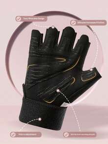 1 Pair Unisex Half Finger Fitness Gloves, Breathable Anti-Slip Fitness Gloves With Wrist Support, Suitable For Weightlifting, Cycling, Workout, Training, Pull-Ups And Rowing - Multicolor - View 6
