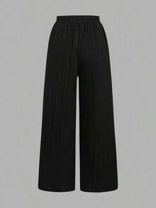 Set de 3 pantalones casuales de mujer con estilo náutico a rayas blancas y negras, con cintura ajustable y bolsillos, de pierna recta, adecuados para vacaciones de verano - Multicolor 9 - Ver 9