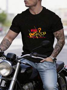 [Summer New Arrivals] Men's Fashion Solid Color Crew Neck Short Sleeve T Shirt, Comfortable Breathable Summer Casual Top, Versatile Graphic Tee Suitable For Daily Wear Outdoor Riding Street Hangout - 黑色 - 查看 2