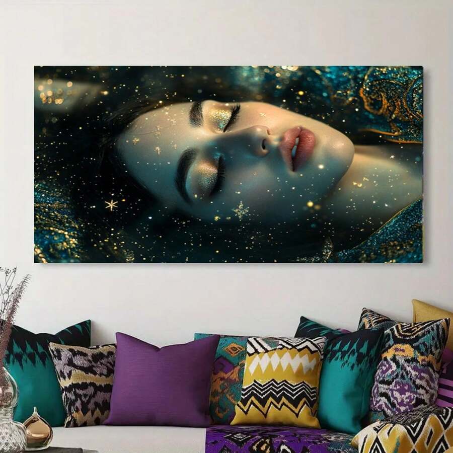 Enmarcado Lienzo decorativo de pared 2D plano con diseño de estrellas - Decoración enmarcada de alta calidad, ideal para sala de estar, dormitorio, oficina y cocina - Diseño elegante, regalo perfecto para el hogar, superficie plana 2D, decoración ideal para cualquier habitación - - Enmarcado - Ver 1