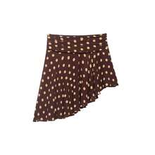 Women's Asymmetrical Hem Polka Dot Dress, Summer - Brown - View 8