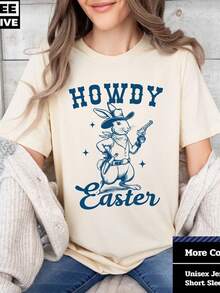 Howdy Pascua T1S1Hirt UniS1ex Bunny Design Primavera T1EE - Blanco - Ver 2