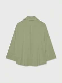 YROOE Damen Lässig Vielseitige Bluse, Minimalistisch/Business Casual/Täglicher Arbeitsweg/Einfach Elegant, Mode Lässig Umlegekragen Weite Ärmel Hemd, Frühling/Sommer/Herbst/Winter, Office Siren - Olivgrün - Übersicht 2