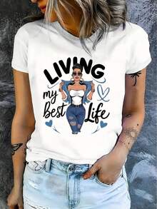 Women's Casual Short-Sleeved T-Shirt, 100% Cotton - Comfortable, Soft And Pretty Round Neck, Ideal For Everyday Casual Wear. - 白色 - 查看 3