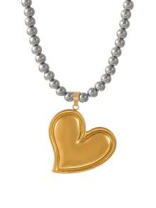 1 pieza Collar de acero de titanio con cuentas y estrella de cinco puntas para mujer, un regalo orgulloso adecuado para suministros de boda - Multicolor - Ver 7