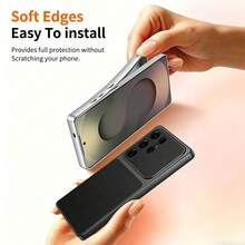 全新奢華材質手機殼，適用於 Galaxy S26、S25、S24、S23、S22、S25 Ultra、S26 Ultra、S24 Ultra、S23 Ultra 以及 Galaxy A56、A54、A36、A37、A57、A15、A16、A35、A36、A55、A66。耐刮、耐用、輕巧、便攜，現代極簡風格手機殼 - 黑色 - 查看 4