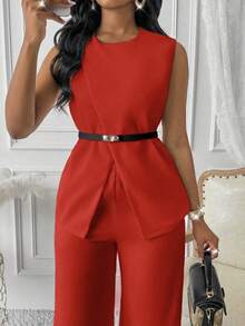 Women Two-Piece Outfits - Red - View 2