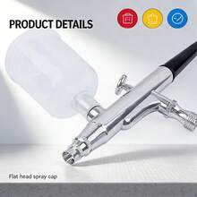 131pcs Airbrush Kit With 0.3mm Nozzle, Interchangeable Paint Cups - Ideal For Nail Art, Tattoos, Cake Decorating And Toy Model Painting - Silver - View 5