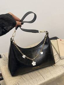 Korean Style Versatile Sling Bag, New Arrival Sweet Elegant Chain Shoulder/Underarm Bag - Black - View 12