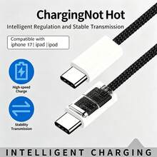 USB-C 快充線 兼容 17/16/15，USB-C 轉 Type-C 充電與數據線 (3.3/6.6/10英尺 尼龍編織) 用於室內/室外/旅行和車內，快充兼容 17/16/15/Pro/Pro Max，Android 手機 - 黑色 - 查看 3