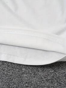 Camiseta de manga corta con cuello redondo y estampado de mezclilla y perlas para mujer, tops de moda casual, ropa de mujer moderna, regalo de cumpleaños, regalo de vacaciones - Blanco - Ver 4