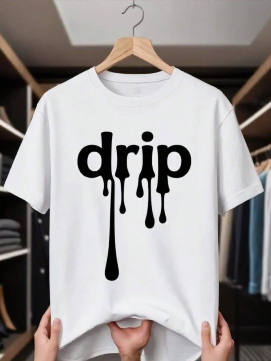 Camiseta de cuello de tulación blanco de verano de las mujeres con mangas cortas, con un diseño transpirable y informal con una impresión de letra goteo