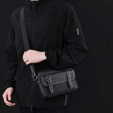 Túi đeo chéo nam bằng da PU họa tiết dệt, nhiều ngăn, kiểu dáng thường ngày, dây đeo có thể điều chỉnh, chống nhăn, thích hợp sử dụng hàng ngày ở văn phòng. - Nhiều màu - Xem 9
