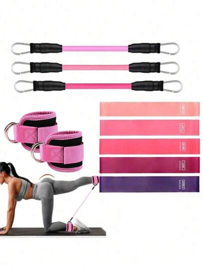 6pcs/Set Elastic Leg Sleeves With Powerful Rebound, Buttocks & Leg Support Bands To Sculpt Silhouette And Slim Legs, Ankle Strap Resistance Bands For Gym Leg Resistance Machine, Sports, Home Workout, Fitness Accessories