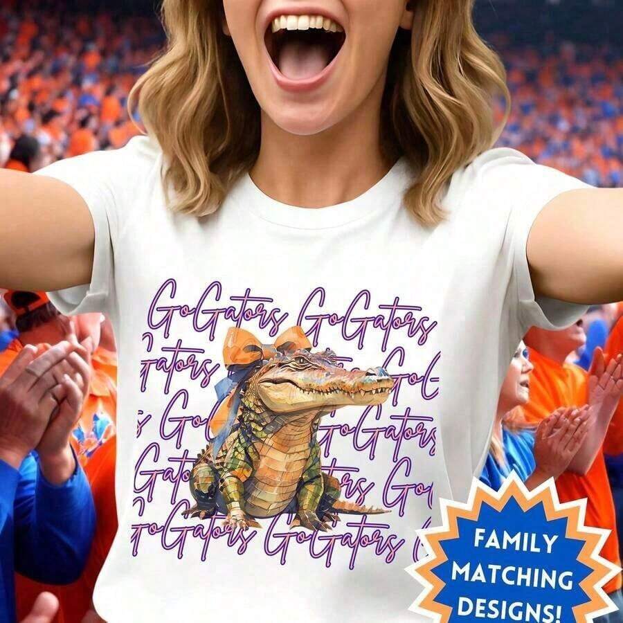 1 camiseta de fútbol universitario Gators Game Day, vintage de Florida, linda para chica o niño, regalo de Navidad para estudiante, camiseta de algodón grueso Gainseville Swamp Taiate. Ofrece un ajuste estructurado, una sensación suave y durabilidad a largo plazo. Perfecta para un estilo casual, para usar en capas o como prenda esencial de uso diario, es transpirable pero resistente: tu nueva camisa favorita. 180g 100% algodón, los diseños están impresos. Unisexo. - Blanco 3 - Ver 1