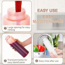 1/2pcs Multifunctional Kitchen Squeeze Bottles, 3-Hole Gradient Design, PE Material, Suitable For Sauces, Seasonings And Baking, Comes With White, Red And Amber Nozzles, Condiment Dispenser, Modern Kitchen Supplies, Transparent Material, Soy Sauce Squeeze Bottle - Multicolor - View 6