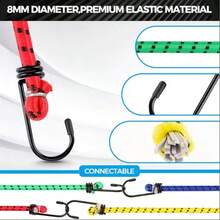 3/6/12 Pcs Heavy-Duty Elastic Rope With Hooks, Sturdy And Durable Diameter Rope, Suitable For Bicycles, Cars, Campers, Camping Equipment And Sports Equipment - Multicolor - View 4