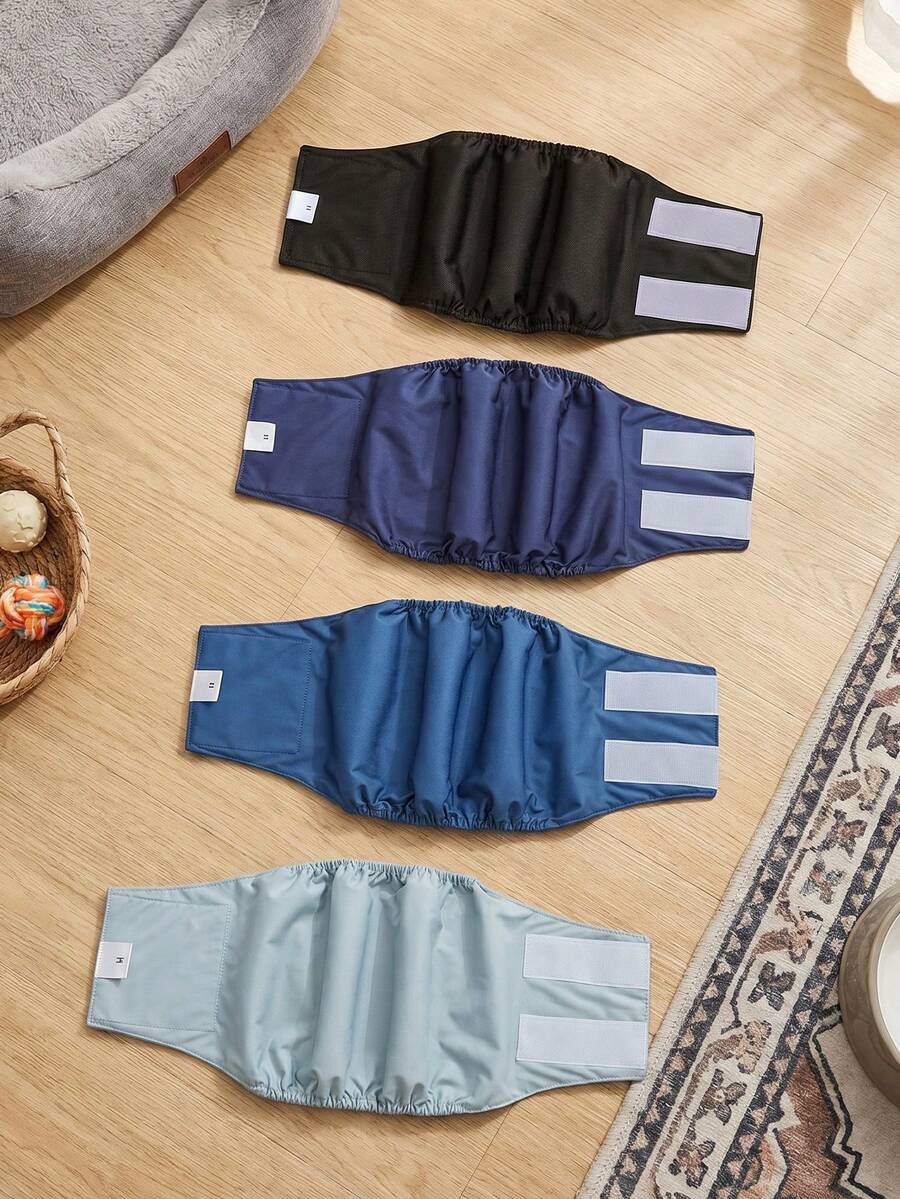 4片装 公狗尿布 - 超强吸水 可水洗 可重复使用 公狗尿布(纯色) - 彩色 - 查看 1