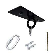 Soporte para Costal de Box de Techo Color Negro Contiene Todo el Kit de instalación y Enganche Listo para Instalar - Negro con Bandola Mosquetn - Ver 6