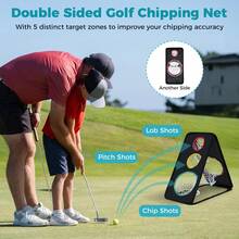 GOFLAME Triple Golf Chipping Net Dual-Sided Golfing Target Accessories With 5 Target Holes For Backyard Accuracy Swing Practice - A - View 5