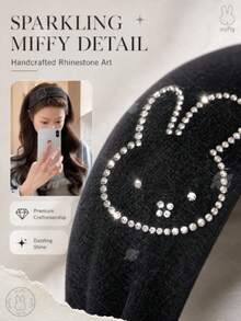 官方 MIFFY 水鑽兔子寬版髮箍，可愛水晶 Miffy 髮帶，2 色可選，修飾臉型，護膚與日常造型 - 彩色 - 查看 10