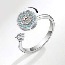 1 chiếc nhẫn xoay hình bướm sang trọng mạ vàng và bạc đính đá Zirconia, có thể điều chỉnh kích thước, dành cho nữ, giúp giảm lo âu, làm trang sức cưới, giảm căng thẳng, đeo hàng ngày. - Nhiều màu - Xem 9