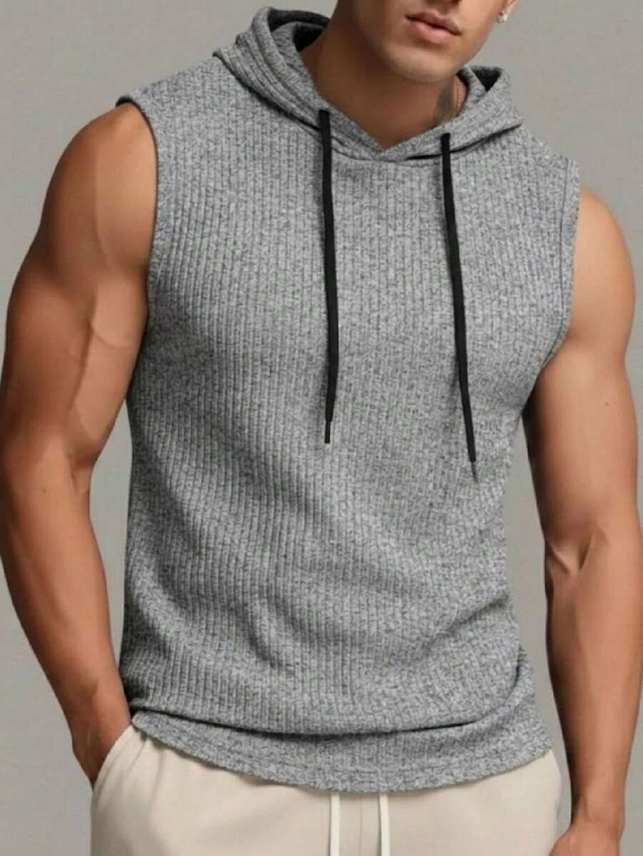 Men's Ribbed Knit Tank Top - Gris - Ver 1