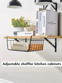 No Drill Hanging Storage Basket, Heavy Duty Metal Shelf Rack, Multi-Function Slide-In Basket Suitable For Kitchen, Bathroom, Wardrobe And Dorm, White/Black - Multicolor - View 3