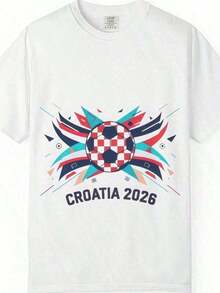 1 Piece HIPTEE Colombia World Cup 2026 100% Cotton T-Shirt, Assorted Colors, Football Fan T-Shirt, Unisex Football T-Shirt, Gift For Couples - Unisex Everyday Wear For Men And Women, 180g 100% Cotton, Designs Are Printed. Unisex. - 白色B - 查看 7