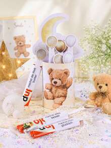 1 set di confezioni in carta a forma di orsetto per cioccolato, scatola per confezionare caramelle e spuntino per feste di bambini, scatola regalo per caramelle per feste di bambini, carta decorativa per regali di compleanno, decorazione da tavolo per il primo compleanno del neonato, sacchettino regalo piccolo per feste di compleanno, decorazioni per feste a tema orsacchiotto, decorazioni per gender reveal, forniture per feste di compleanno - Orsacchiotto di peluche - Visualizzare 12
