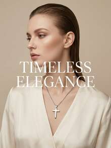 1pc Stainless Steel Cross Pendant Necklace, Unisex Daily Wear Jewelry, Best Gift - Multicolor - View 2