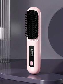 Mini Straightening Brush Set, Includes 2000mAh USB Rechargeable Lithium Battery, 10W Negative Ion Heating Brush, 3 Temperature Settings, Portable Heat-Resistant Styling Tool, Ideal Gift For Women For Home And Travel Use - Multicolor - View 16