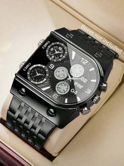 1pc Men's Gift Watch, Alloy Strap, Personalized Fashion Three-Eye Numeric Scale Large Dial, Handsome Quartz Wristwatch (1pc/Set), Watch Box Not Included