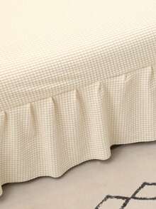 Solid Color Sofa Bed Cover, Polyester Elastic Full Wrap Sofa Slipcover, Suitable For Armless Sofa, Minimalist & Fashionable, Suitable For All Seasons - Beige - View 7