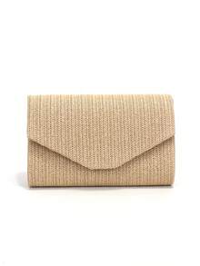 Sac de plage en métal en forme de V avec chaîne et paillettes, sac de soirée pour femmes, sac à main de fête de mariage décontracté, portefeuille de banquet - Nude - Voir 3