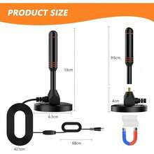 TV Antenna For Smart TV Indoor, 2024 Newest Antenna With Strong Magnetic Base, 360°&Long Range Reception TV Antenna For Local Channels, Easy Setup Antenna For TV Without Cable (Black+Red) - Black+Red - View 7