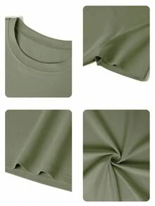 1 pieza Camiseta de manga corta y cuello redondo holgada para mujer en verano, con estampado gráfico con tema de Matcha Latte, adecuada para vacaciones, oficina, salidas, uso diario, citas, fiestas, reuniones, calle, festivales, festivales de música, San Valentín, ocasiones casuales en color rosa - verde hierba - Ver 6