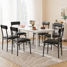Metal And Wood Rectangular Table With 4 Upholstered Chairs,5 Piece Dining Table Set - Juego de dos sillas de comedor - Ver 8