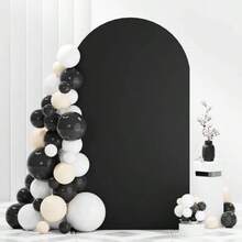 5ft, 6ft, 6.6ft, 7.2ft Beige Wedding Arch Drape Cover, Elastic Sides Fit Arch Frame, Suitable For Birthday Party Wedding Arch Decor (Arch Frame Not Included, Fabric Background Only) - Black - View 4